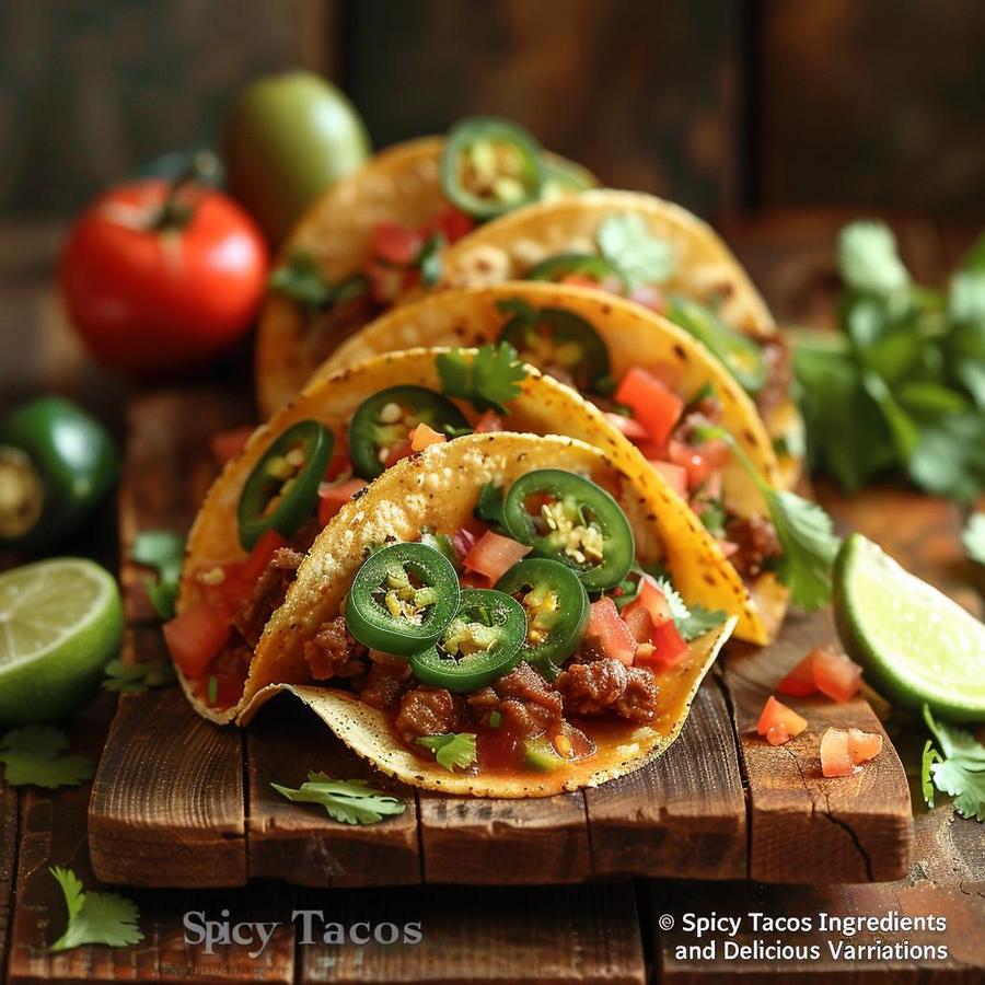 Image of various spicy tacos, including jalapeno, chipotle, and habanero options.