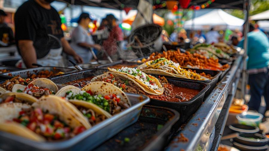 Alt text: Colorful display of tacos and tequila at Kansas City festival.