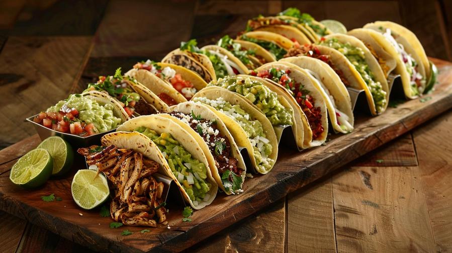 "Assortment of Costco tacos including beef, chicken, and vegetarian options."