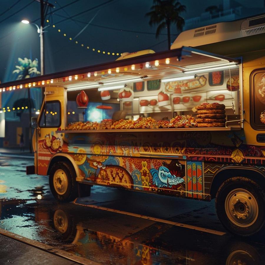 Image of Mexican food trucks serving authentic and delicious dishes.